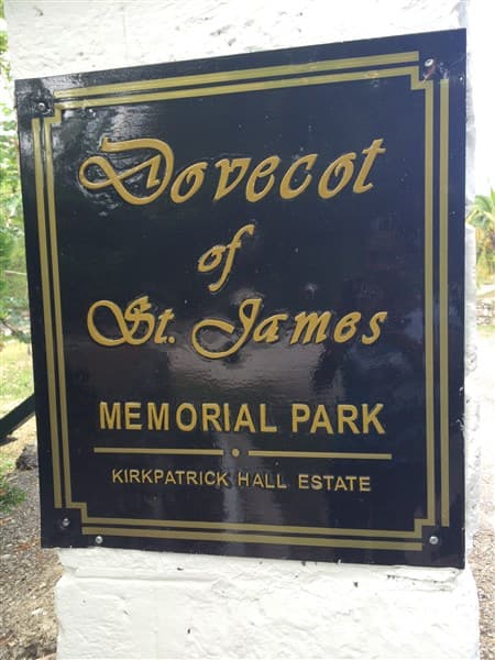 The entrance plaque at Kirkpatrick Hall Estate
